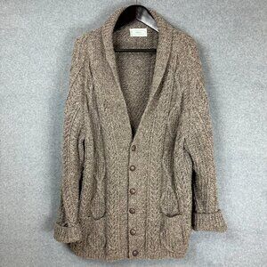Vintage Carrigkerry XXL Oatmeal Knit Academia Fisherman Wool Cardigan Sweater